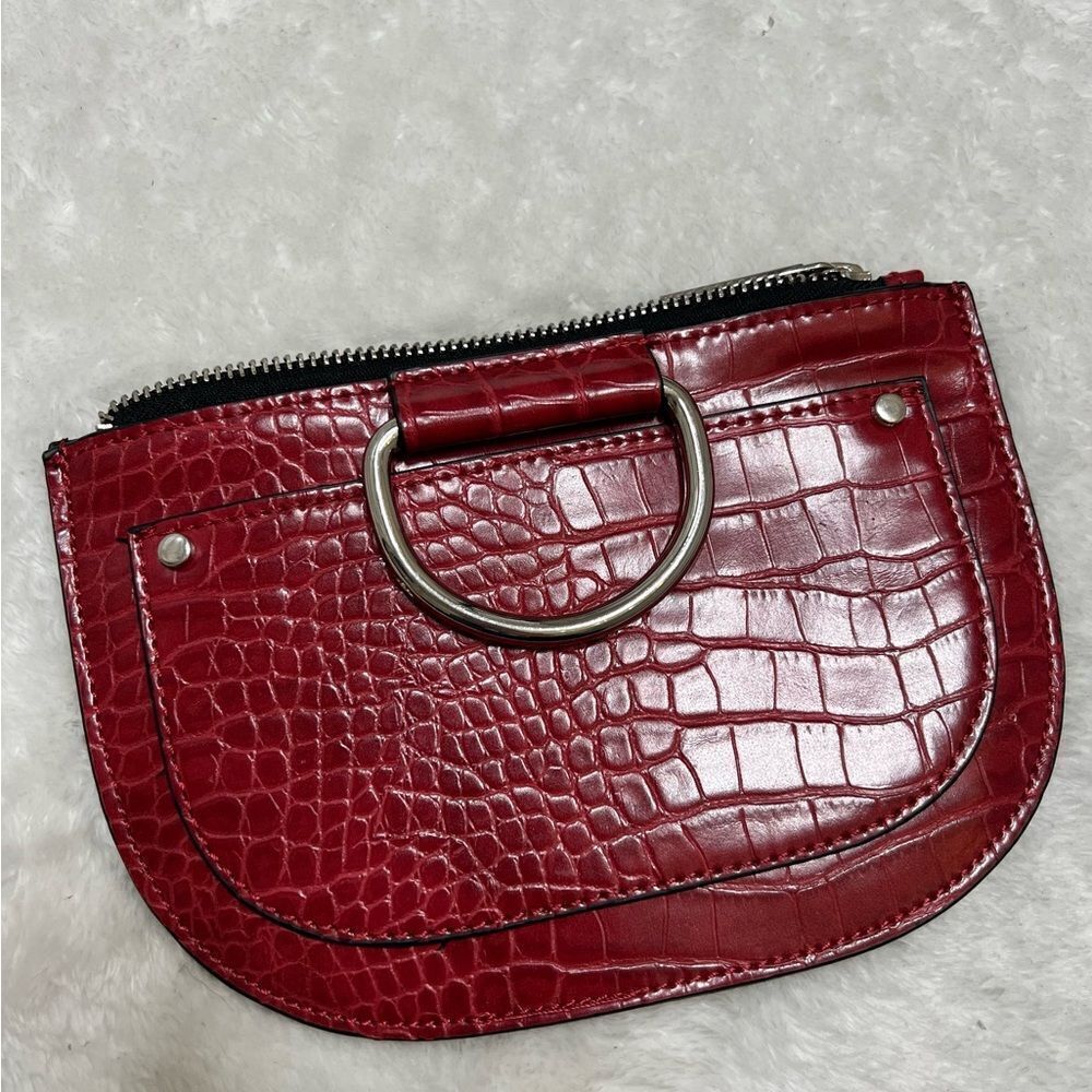 Zara red wallet alligator womens small